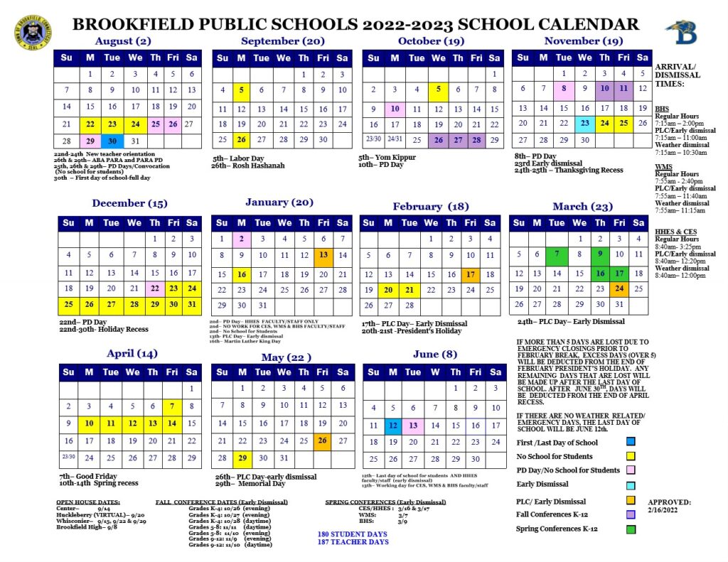 Brookfield Uniforms Calendar 2022 Printable Calendar 2023